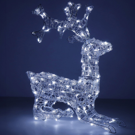 Renifer Led ozdoba świetlna 130 LED dekoracja biały zimny