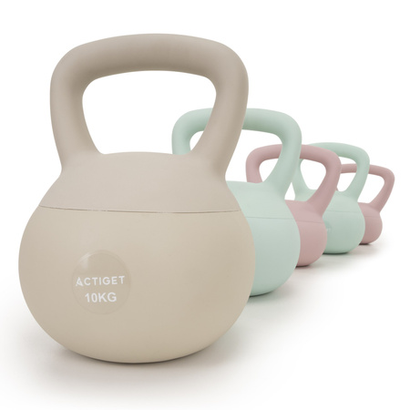 Kettlebell miękki 10 kg ciężar do ćwiczeń, kula treningowa, fitness, beżowy