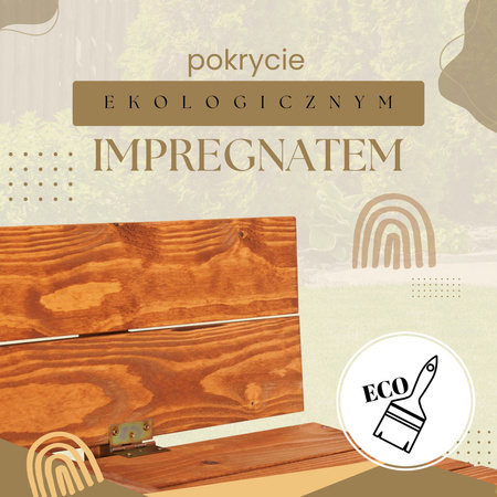 Piaskownica drewniana zamykana 150x150 cm impregnowana z ławkami, plandeką i podłożem