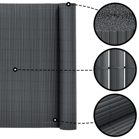 Osłona PVC maskująca 300x100 cm mata na balkon, taras, ogrodzenie, ciemnoszara