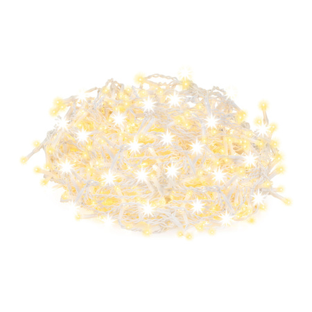 Kurtyna świetlna 500 led girlanda, lampki wewnętrzno-zewnętrzne 24 m sople biały ciepły + flash