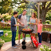 Grill węglowy okrągły, ruszt 41 cm zamykany grill ogrodowy z pokrywą czarno-czerwony