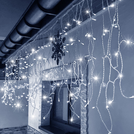 Kurtyna świetlna 500 led biały zimny, flash girlanda, lampki wewnętrzno-zewnętrzne sople