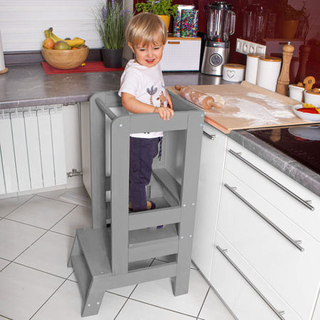 Kitchen helper pomocnik kuchenny, podest dla dzieci 90 cm szary