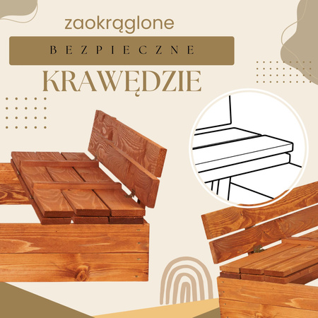 Piaskownica drewniana zamykana 150x150 cm impregnowana z ławkami, plandeką i podłożem
