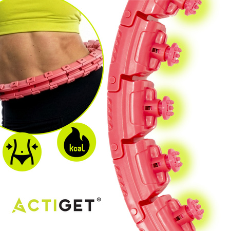 Hula hop cardio, fitness składane z obciążeniem i wypustkami masującymi, czerwone