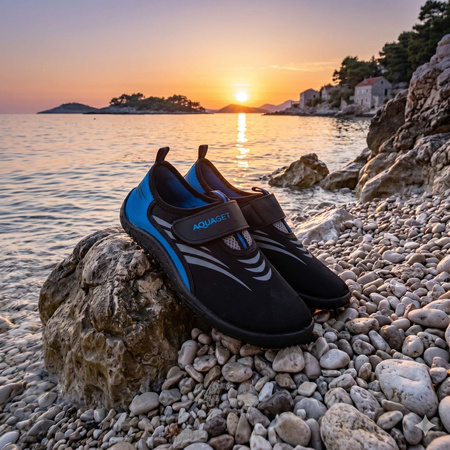 Buty do wody, pływania męskie 41 obuwie plażowe, szybkoschnące, czarno-niebieskie