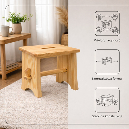 Taboret drewniany, wielofunkcyjny stołek, podest, krzesło ogrodowe do plewienia
