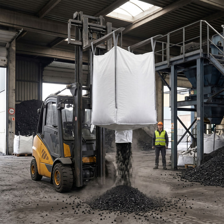 Worek Big bag na gruz z lejem 1000 kg wytrzymały 160x90x90 cm kontener z uchwytami biały