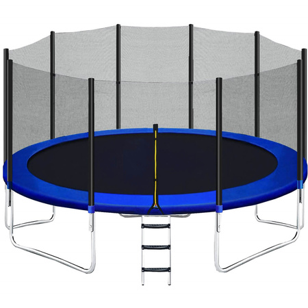 Siatka do trampoliny zewnętrzna z osłoną na sprężyny 460 cm 15 FT 10 słupków niebieska