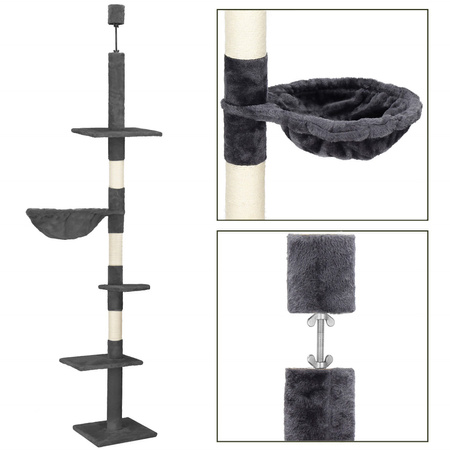 Słupek do drapania dla kota sufitowy sizal drapak 245 - 260 cm