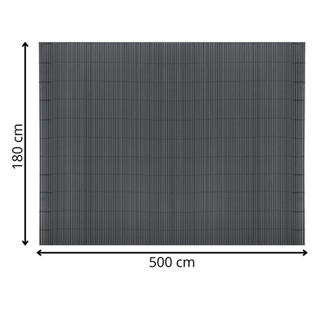 Osłona balkonowa 500x180 cm PVC mata maskująca na ogrodzenie, taras, płot ciemnoszara