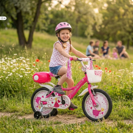 Rowerek dziecięcy dla dziewczynki EXP VISION PRINCESSE 16" TOPVELO z koszykiem różowy
