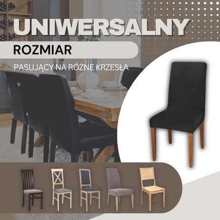 Pokrycie na krzesło, pokrowiec elastyczny, uniwersalny welur czarny, dekoracja wnętrz
