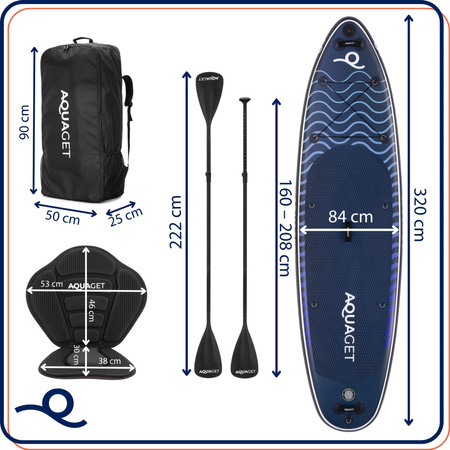 SUP 320 cm zestaw deska pompowana stand up paddleboard do pływania z siedziskiem, akcesoria