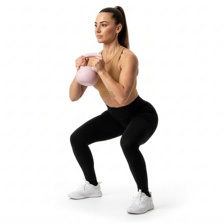Kettlebell miękki 4 kg ciężar do ćwiczeń, kula treningowa, fitness, jasnoróżowy
