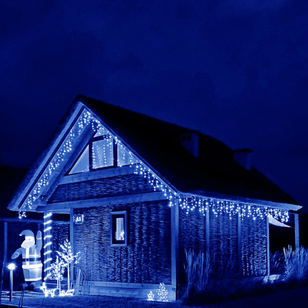 Kurtyna świetlna z pilotem 306 led girlanda, lampki wewnętrzno-zewnętrzne sople niebieski