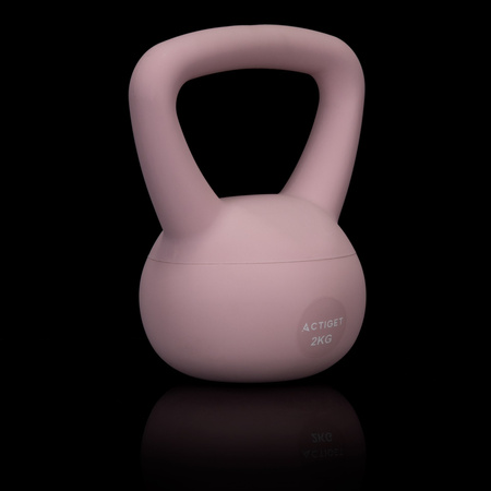 Kettlebell miękki 2kg ciężar do ćwiczeń, kula treningowa, fitness, jasnoróżowy