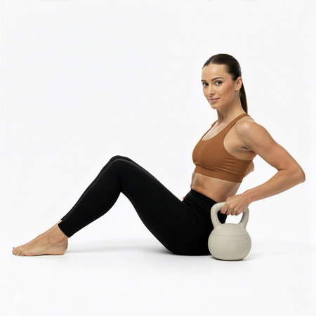 Kettlebell miękki 10 kg ciężar do ćwiczeń, kula treningowa, fitness, beżowy