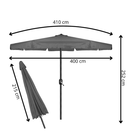 Parasol ogrodowy 410 cm składany, z korbką duży wodoodporny ciemnoszary
