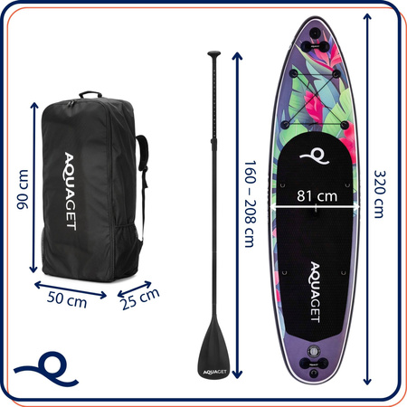 SUP do pływania 320 cm deska paddleboard stand up pompowana z wiosłem i kompletem akcesoriów