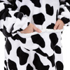 Bluza koc damska 2w1 kocobluza z kapturem ciepła oversize szlafrok futrzak czarno-biała