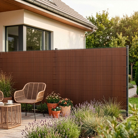 Osłona PVC maskująca 500x160 cm mata na balkon, taras, ogrodzenie, brązowa