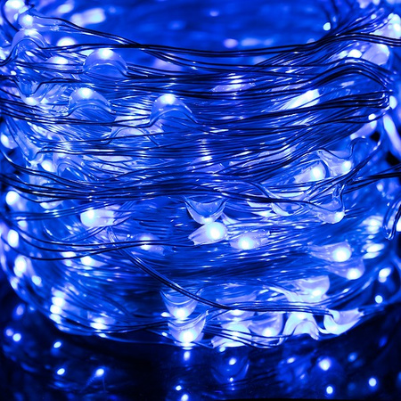 Lampki choinkowe z pilotem 480 led druciki na prąd niebieski