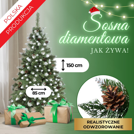 Choinka sztuczna premium 150 cm sosna diamentowa gęsta