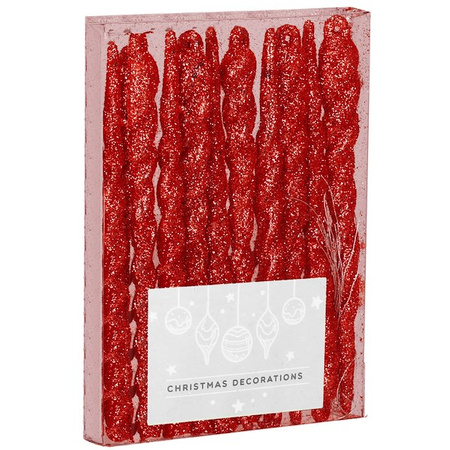 Bombki choinkowe sople 10 szt. nietłukące dekoracje 12 cm brokatowe czerwone