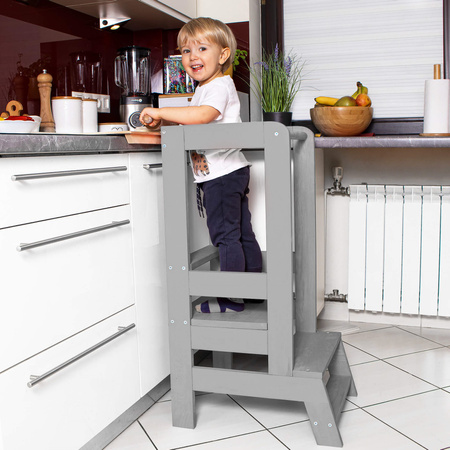 Kitchen helper pomocnik kuchenny, podest dla dzieci 90 cm szary