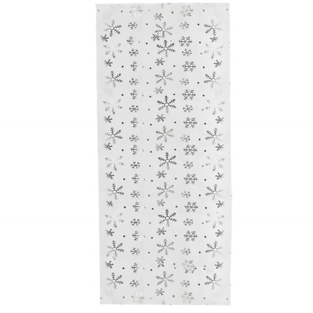 Bieżnik na stół 183x35cm obrus świąteczny ze śnieżynkami biały