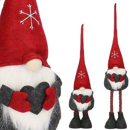 Skrzat świąteczny 60-80 cm, krasnal z serduszkiem, teleskopowe nóżki, gnom