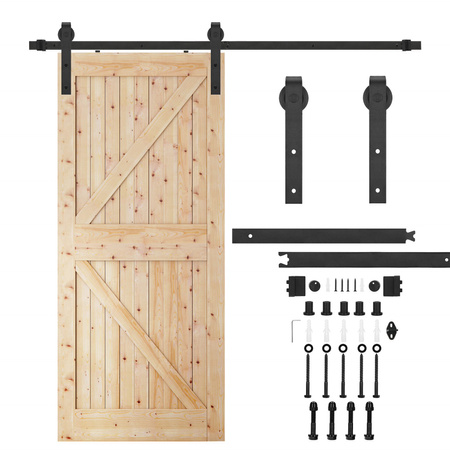 System drzwi przesuwnych 183 cm barn door z ozdobnymi okuciami, prowadnica do 100 kg czarny