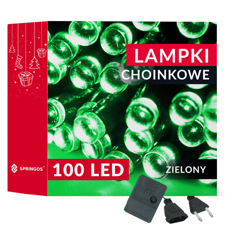 Lampki świąteczne 100 led zielone 8,5 m oświetlenie choinkowe