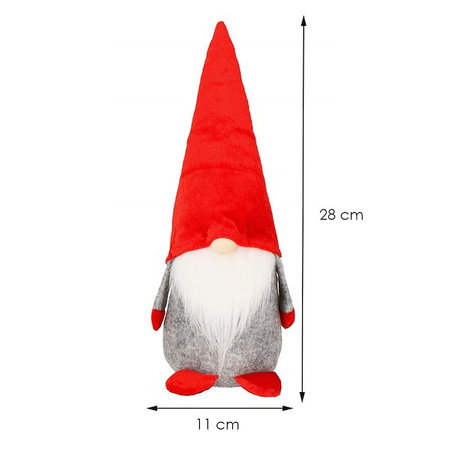 Mikołaj 28cm ozdoba świąteczna, krasnal świąteczny, gnom szary z czapką