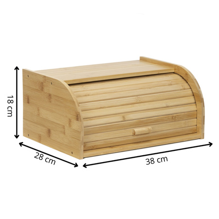 Chlebak bambusowy 38x28x18 cm z roletą duży zamykany pojemnik na pieczywo