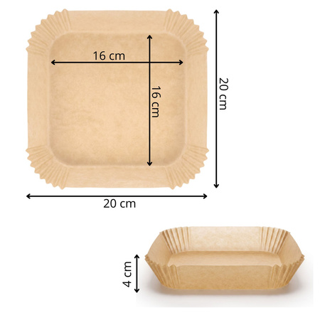 Wkłady do Airfryer 100 szt. 20 x 20 cm papierowe tacki do frytkownicy beztłuszczowej