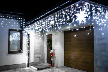 Kurtyna świetlna 500 led biały zimny, flash girlanda, lampki wewnętrzno-zewnętrzne sople