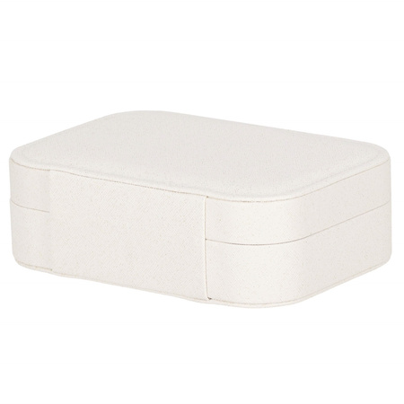 Szkatułka na biżuterię ekoskóra 16x11x5 cm kremowa z brokatem kuferek z przegródkami