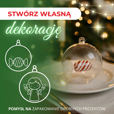 Bombki akrylowe 6cm kula plastikowa decoupage zestaw 8 szt.