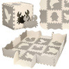 Mata piankowa 120x120 cm zwierzątka puzzle dla dzieci pianka EVA szaro-beżowa