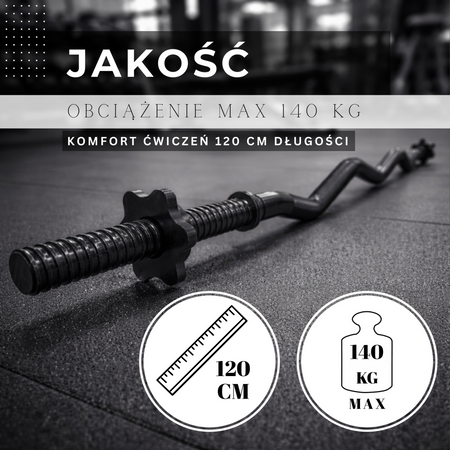 Gryf do sztangi łamany 120 cm stalowy 2 zaciski 25 mm