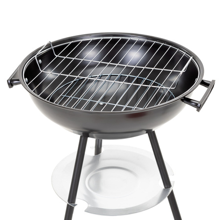 Grill węglowy okrągły, ruszt 41 cm zamykany grill ogrodowy z pokrywą czarno-czerwony