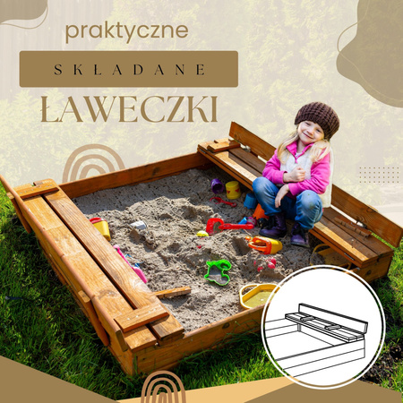 Piaskownica zamykana drewniana 98 x 98 cm impregnowana
