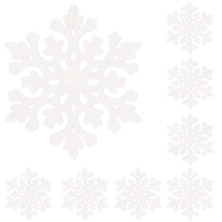 Ozdoba choinkowa 8 szt. świąteczna zawieszka śnieżynki 8 cm biały brokat