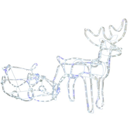 Renifer Led świąteczny z saniami 210 cm świetlna dekoracja biały zimny, niebieski flash