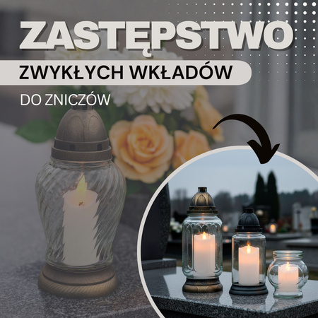 Świece LED 10 szt. elektryczne 13,5 cm świeczki na baterie, wkłady do znicza ruchomy płomień