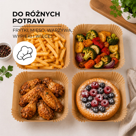 Wkłady do Airfryer 300 szt. 16x16 cm papierowe tacki do frytkownicy beztłuszczowej