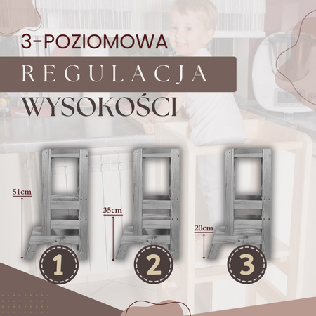 Kitchen helper pomocnik kuchenny, podest dla dzieci 90 cm szary